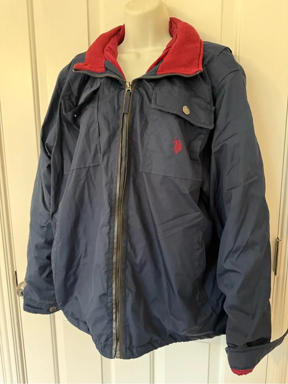 U.S. Polo Assn. Navy Jacket with Red Lining - Y2K